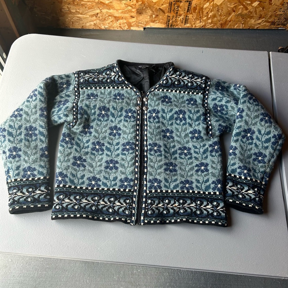 Women's Blue Patterned Jacket - image 1